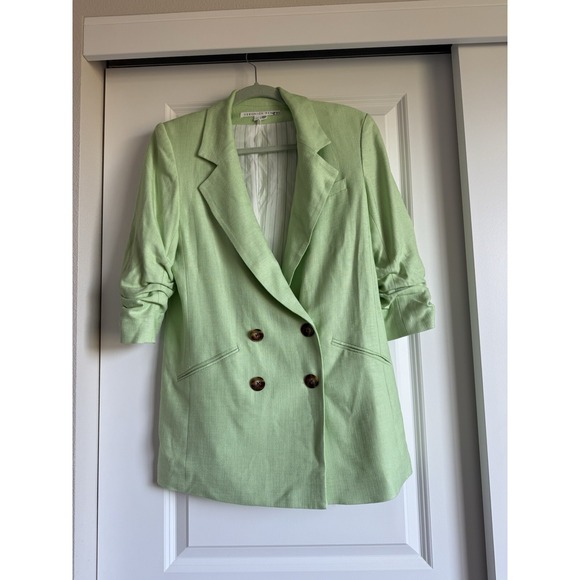 Veronica Beard Rupert Dickey Jacket Size 6 Pistachio Green Rushed Sleeve Blazer - Picture 2 of 6